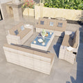 12-Piece Patio Furniture Set, Outdoor Extra Wide Armrest Modular Patio Sofa, Dual-Strand Rattan Wicker, Rust-Resistant Frame, Backyard High Back, Large Seat Furniture for Porch Garden Balcony, Khaki