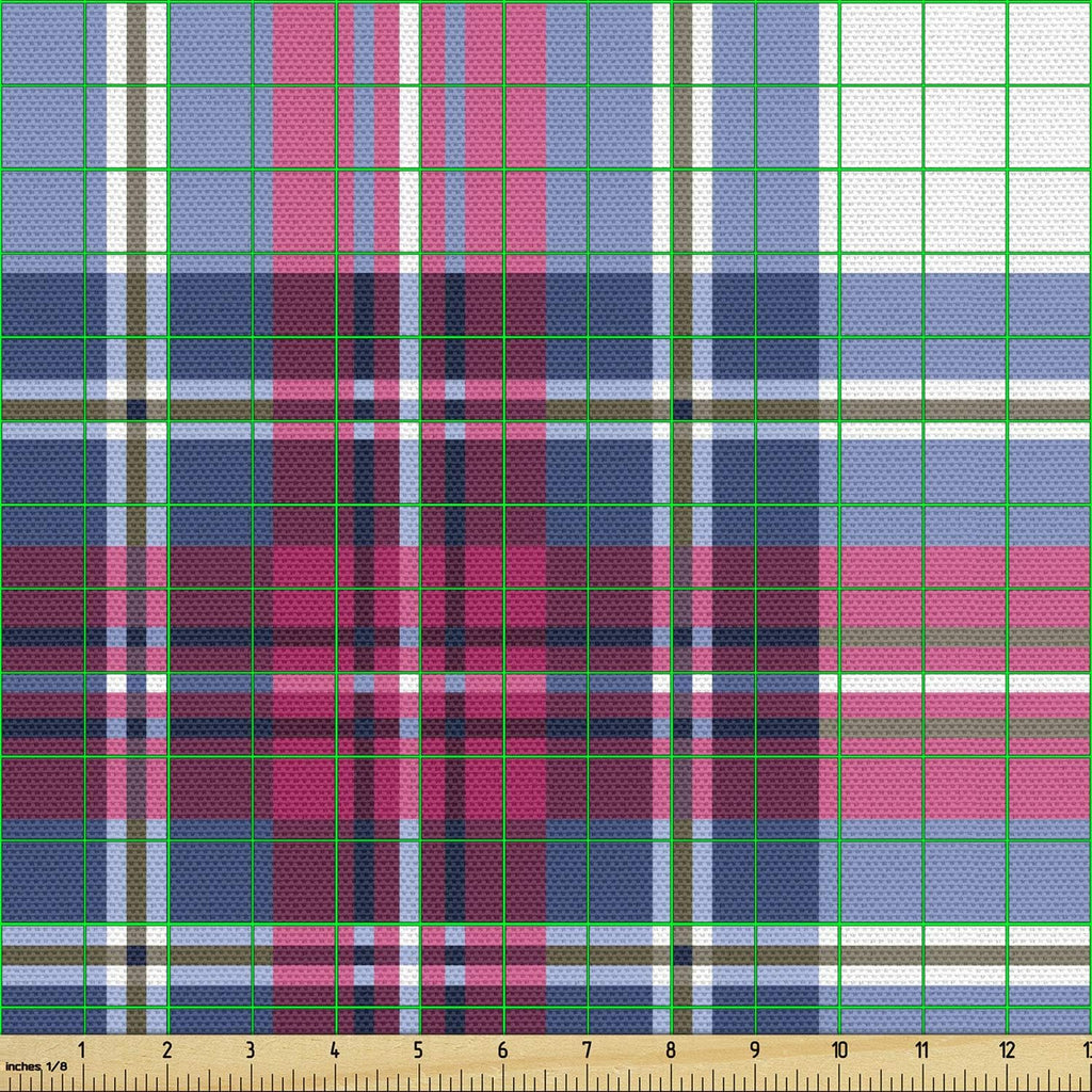 Ambesonne Plaid Fabric by The Yard, Classical British Tartan Design with a Modern Look Pink and Blue Tile Pattern, Decorative Fabric for Upholstery and Home Accents, 10 Yards, Grey Pink