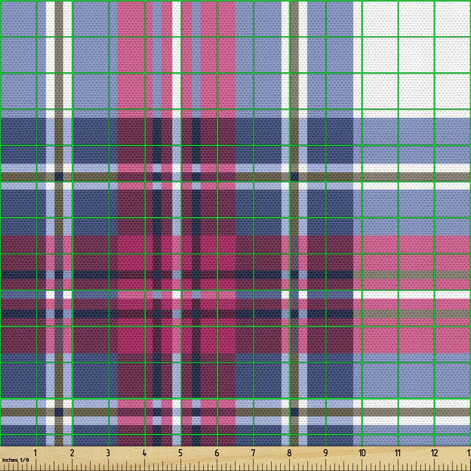 Ambesonne Plaid Fabric by The Yard, Classical British Tartan Design with a Modern Look Pink and Blue Tile Pattern, Decorative Fabric for Upholstery and Home Accents, 10 Yards, Grey Pink