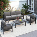 Solaste Aluminum Patio Furniture Set for All Weather, Oversized Metal Outdoor Furniture Set with 27.5' Deep Seating and 3.2' Wide Armrest, Outdoor Patio Conversation Sets with 10' Back Cushion, Gray