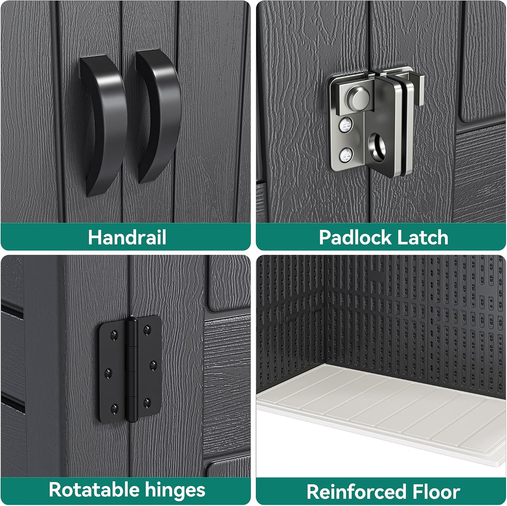 YITAHOME 59 cuft Vertical Outdoor Storage Shed w/o Shelf, 5.6 x 2.3 ft Lockable Resin Waterproof Tall Storage Cabinet, Suitable for Patio Furniture, Pool Accessories, and Garden Tools, Dark Gray