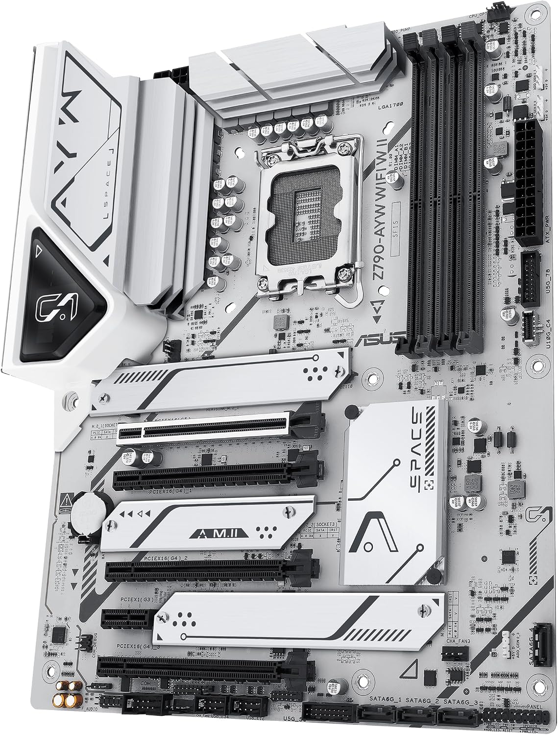 ASUS Z790-AYW WiFi W II Intel Z790 (LGA 1700) ATX Motherboard with PCIe® 5.0, 3X M.2, 12+1 DrMOS, DDR5, WiFi 6, 2.5Gb LAN, HDMI, USB 10Gbps Type-C®, USB 10Gbps Type-C®, Thunderbolt™, USB4®, Aura Sync