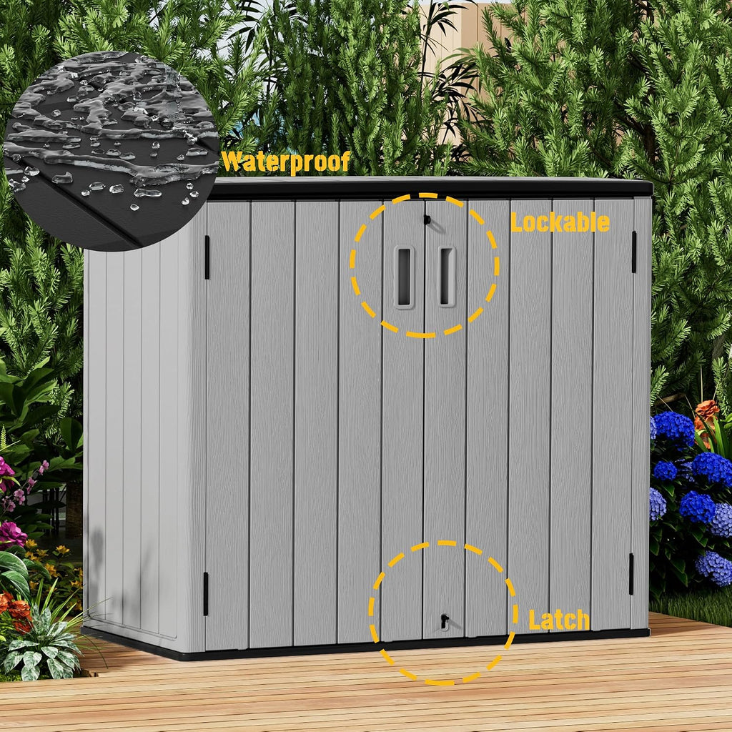 Mrosaa Large Outdoor Storage Box,Resin Sheds&Outdoor Storage Waterproof/Lockable,Outdoor Storage Cabinets for Balcony,Garage,Backyard (37Cu.ft-Pale Grey)