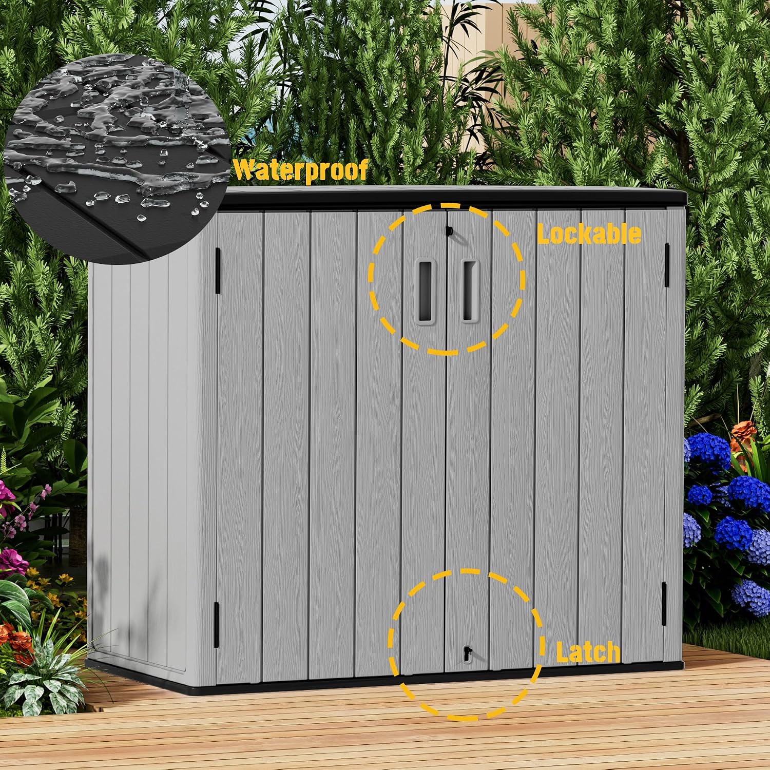 Mrosaa Large Outdoor Storage Box,Resin Sheds&Outdoor Storage Waterproof/Lockable,Outdoor Storage Cabinets for Balcony,Garage,Backyard (37Cu.ft-Pale Grey)