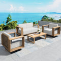 SUNSHINE VALLEY 4 Pieces Patio Furniture Set with Swivel Chairs, Outdoor Wicker Conversation Set with 10' Thick Cushions, All Weather Rattan Conversation Set, Low Profile Lawn Garden Backyard Sofa