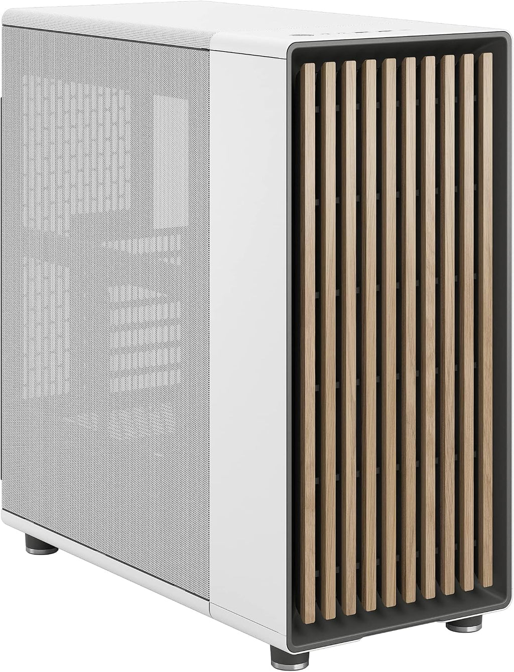 Fractal Design North Chalk White - Genuine Oak Wood Front - Mesh Side Panels - Two 140mm Aspect PWM Fans Included - Type C USB - ATX Airflow Mid Tower PC Gaming Case