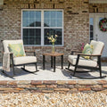 NATURAL EXPRESSIONS Rocking Bistro Set,3 Piece Wicker Patio Furniture Set with 2 Outdoor Rocker Chairs,Rattan Back,Aluminum Wood-like Armrest,Sturdy Metal Frame,6' Soft Cushions for Porch,Balcony,Yard