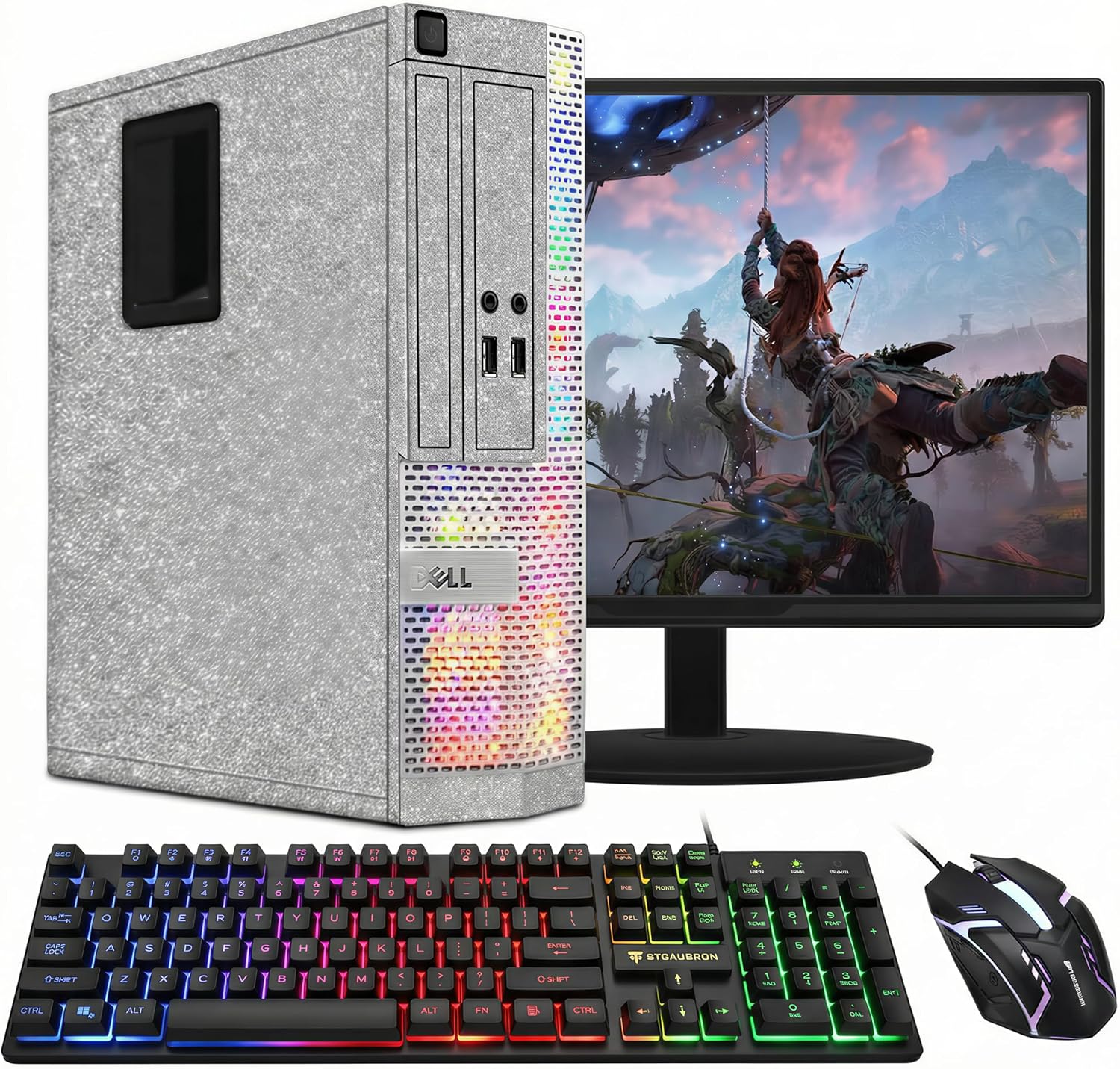 Dell RGB Desktop PC Computer, Intel Core i7 up to 3.9G, 16GB RAM, 512GB SSD, WiFi, BT 5.0, New 24'' 1080 FHD Monitor, Windows 11 Pro (Renewed)
