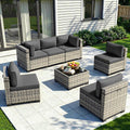 7-Piece Patio Furniture Set, Outdoor Sectional with Thick Cushions, Modular Patio Sofa, Dual-Strand Wicker Rattan, Rust-Resistant Frame, Backyard Furniture for Garden, Deck, Dark Black