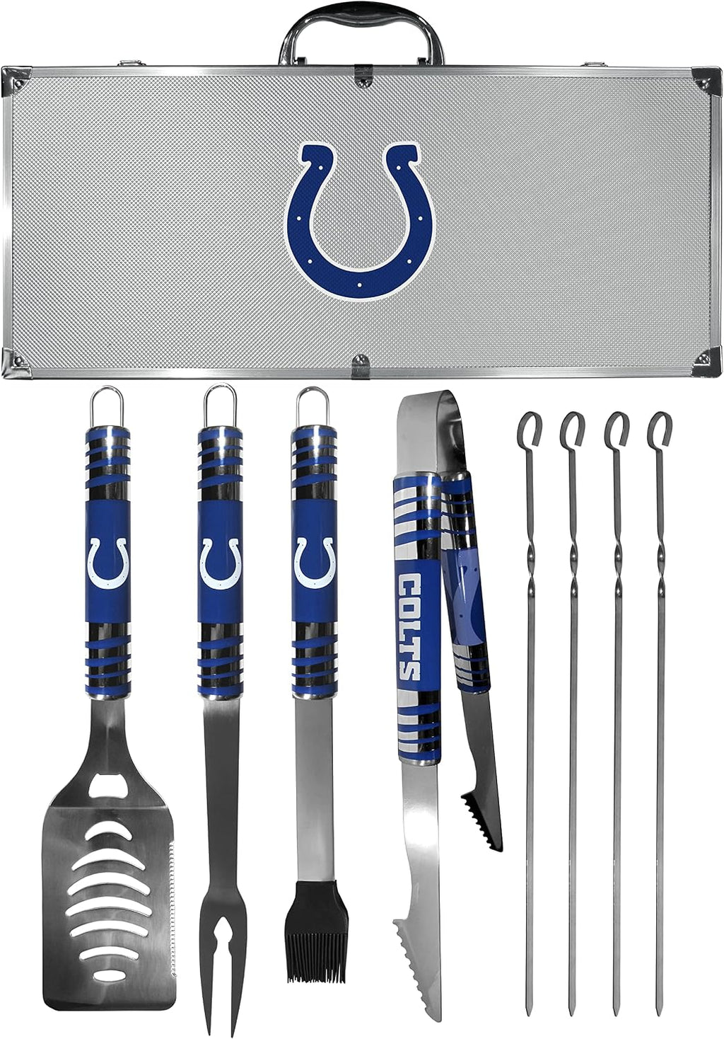 NFL Siskiyou Sports Fan Shop Indianapolis Colts Steel Tailgater BBQ Set w/Case 8 piece Gray