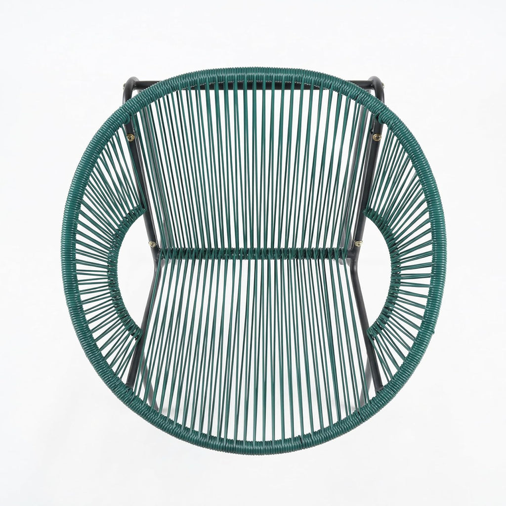 Christopher Knight Home Outdoor Wicker Chairs Set of 2, Patio Papasan Chair with Metal Frame, Faux Rattan Lounge Chair Outdoor, Teal