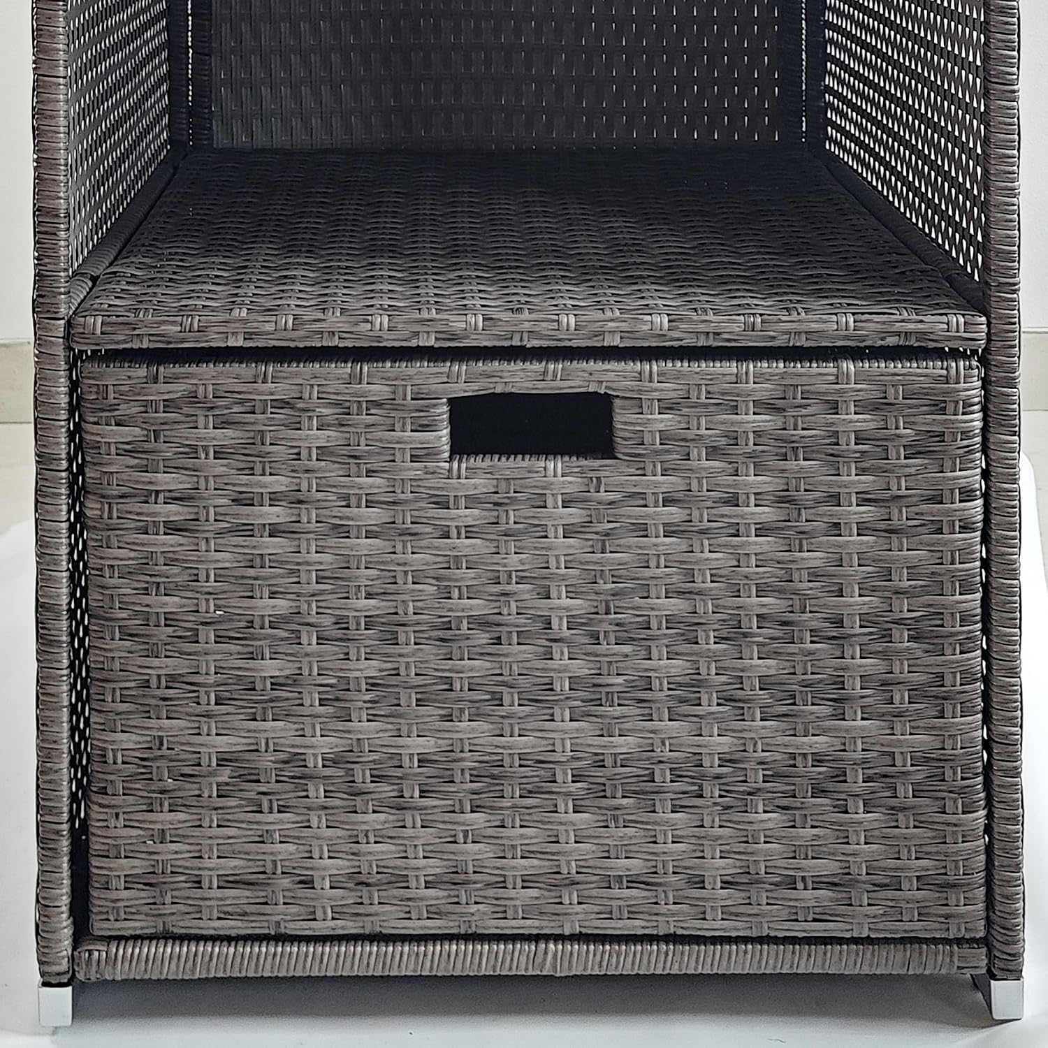 Outsunny Valet Pool Towel Rack, Waterproof PE Plastic Rattan Wicker Storage Organizer, Indoor Outdoor Spa, and Hot Tub Accessory Storage, 2 Shelves, 1 Basket Drawer, Mixed Gray