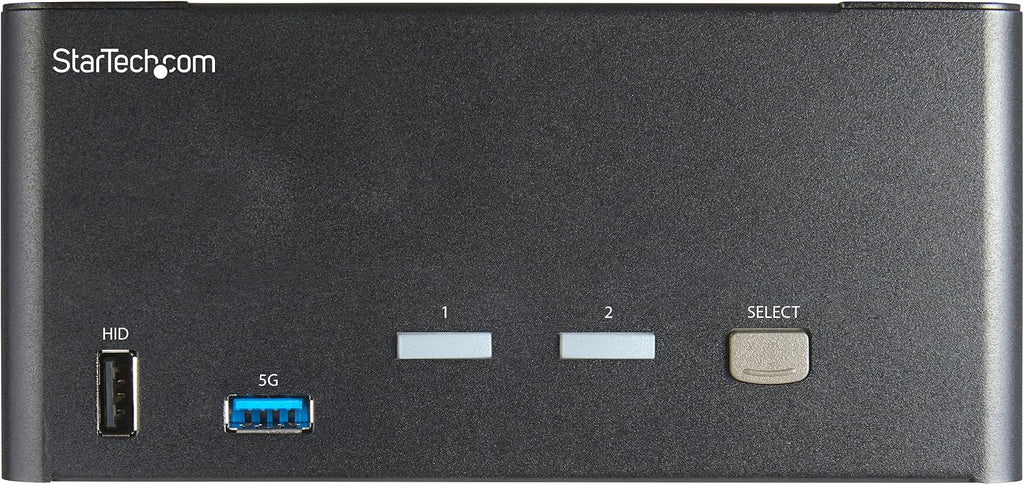 StarTech.com 2 Port Triple Monitor DisplayPort KVM Switch - 4K 60Hz UHD HDR - Desktop DP 1.2 KVM with 2 Port USB 3.0 Hub (5Gbps) & 4X USB 2.0 HID Ports, Audio - Hotkey Switching - TAA (SV231TDPU34K)