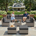 9-Piece Patio Furniture Set, Outdoor with Ottomans, Modular Patio Sofa, Dual-Strand Wicker Rattan, Rust-Resistant Frame, Backyard Furniture for Garden, Deck, Black