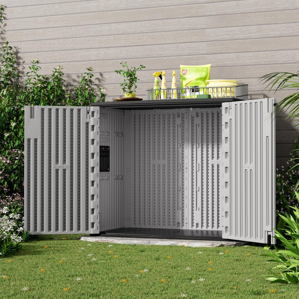 Mrosaa Outdoor Storage Cabinet for Patio & Garden Shed, 37Cu.ft Outdoor Storage Shed Waterproof,Horizontal Outdoor Cabinet for Garage, Pool Storage.