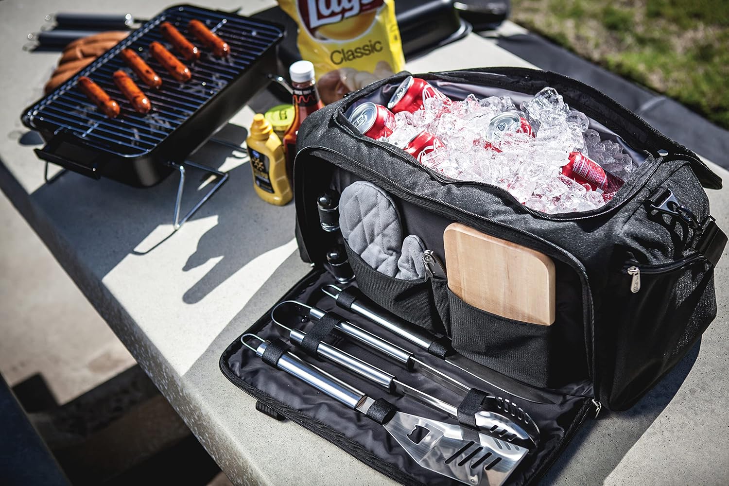 PICNIC TIME NCAA BBQ Kit Cooler Tote with Barbecue & Accessories