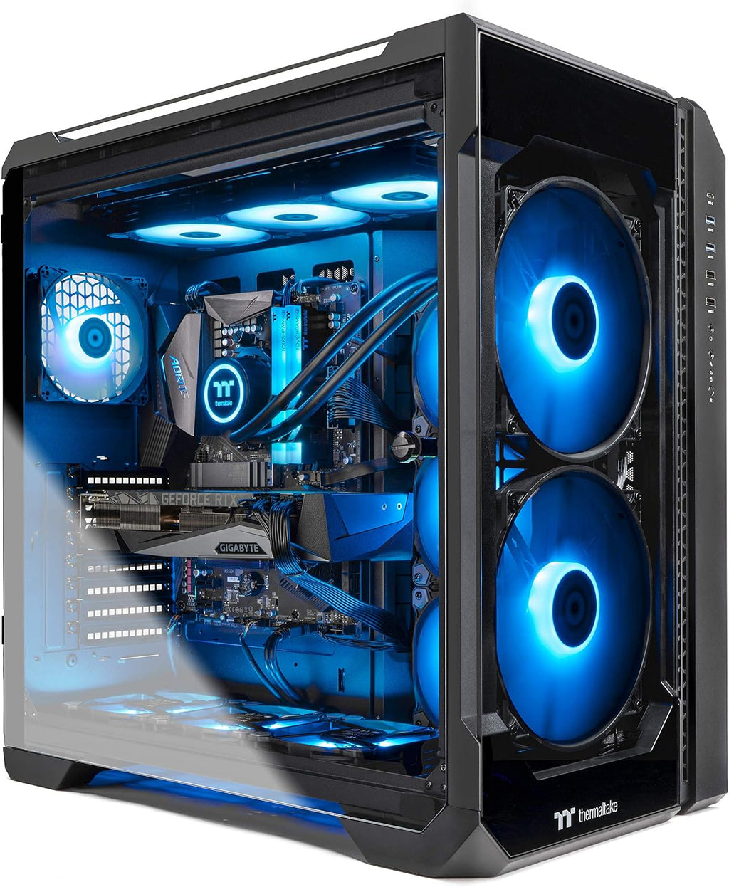 Thermaltake LCGS View 390 AIO Liquid Cooled CPU Gaming PC(AMD Ryzen 7 5800X 8-core, ToughRam DDR4 3600Mhz 16GB RGB Memory, NVIDIA GeForce RTX 3090, 1TB NVMe Gen4 M.2, Win 10 Home) V51B-X570-39V-LCS