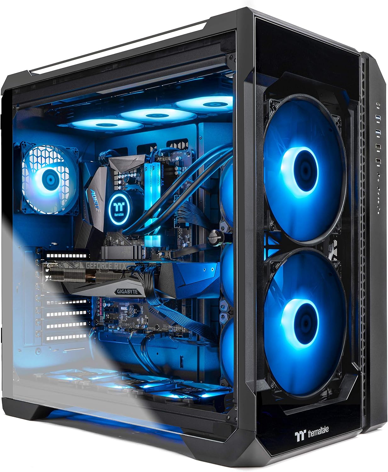 Thermaltake LCGS View 390 AIO Liquid Cooled CPU Gaming PC(AMD Ryzen 7 5800X 8-core, ToughRam DDR4 3600Mhz 16GB RGB Memory, NVIDIA GeForce RTX 3090, 1TB NVMe Gen4 M.2, Win 10 Home) V51B-X570-39V-LCS