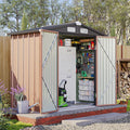 6x4FT Outdoor Storage Shed with Base, Metal Garden Tool Shed with Sloping Roof & Lockable Door for Patio Lawn Backyard (Dark/Base)