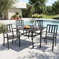 MFSTUDIO Outdoor Dining Set for 4, Patio Table and Chairs Set with Umbrella Hole, Metal Patio Furniture Set for Patio, Deck, Yard, Porch