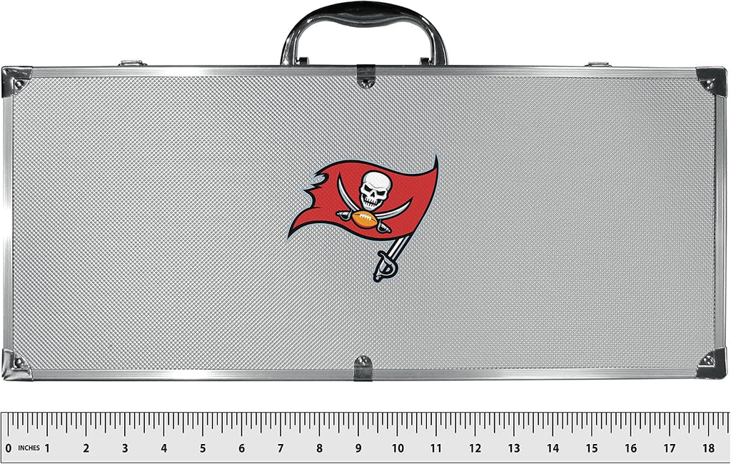 NFL Siskiyou Sports Fan Shop Tampa Bay Buccaneers Steel Tailgater BBQ Set w/Case 8 piece Gray
