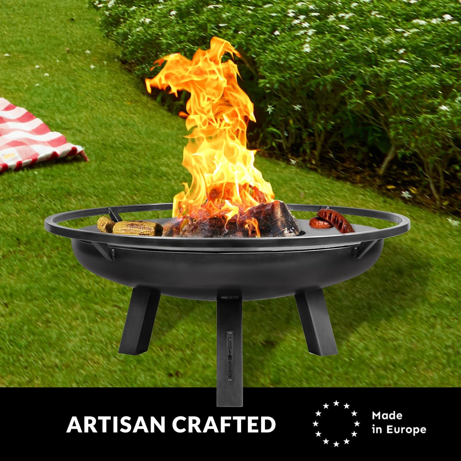 24' Round Cooking Grate, Universal Fire Pit Grill, Outdoor Campfire BBQ Grilling Mesh Grates Steel, Camping Cooking Grill and Skillet for Firepit, Burn Rack, Stove Accessories by Good Directions