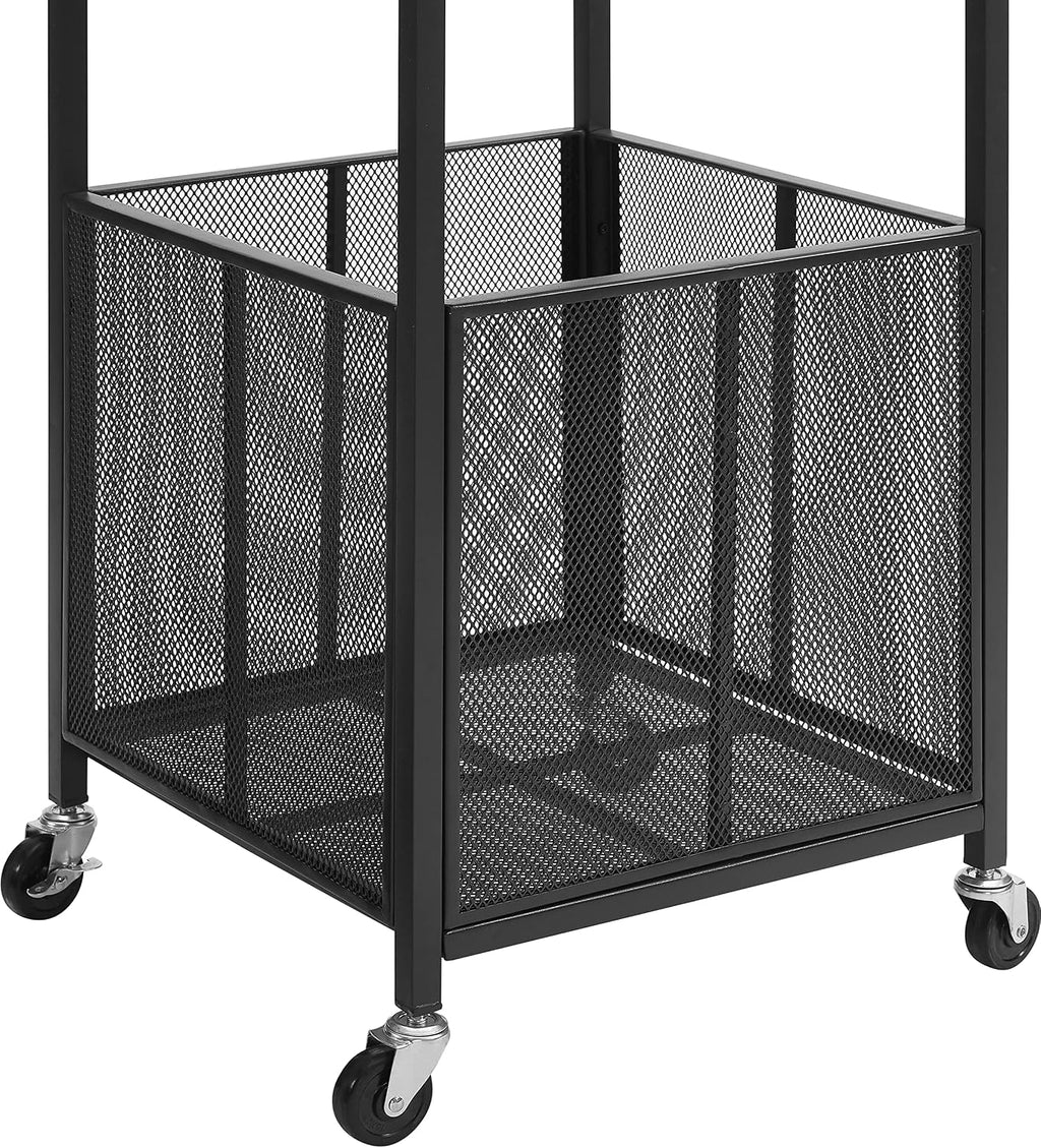 Crosley Furniture Grady Towel Valet Caddy, Covered Rolling Outdoor Storage for Pool and Hot Tub, Gray/Matte Black