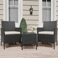 GarveeLife 3 Piece Patio Furniture Set, Rattan Outdoor Furniture with 2 Chairs & Coffee Table, Modern Outdoor Seating Conversation Bistro Set for Garden Backyard Porch (Black and Beige)