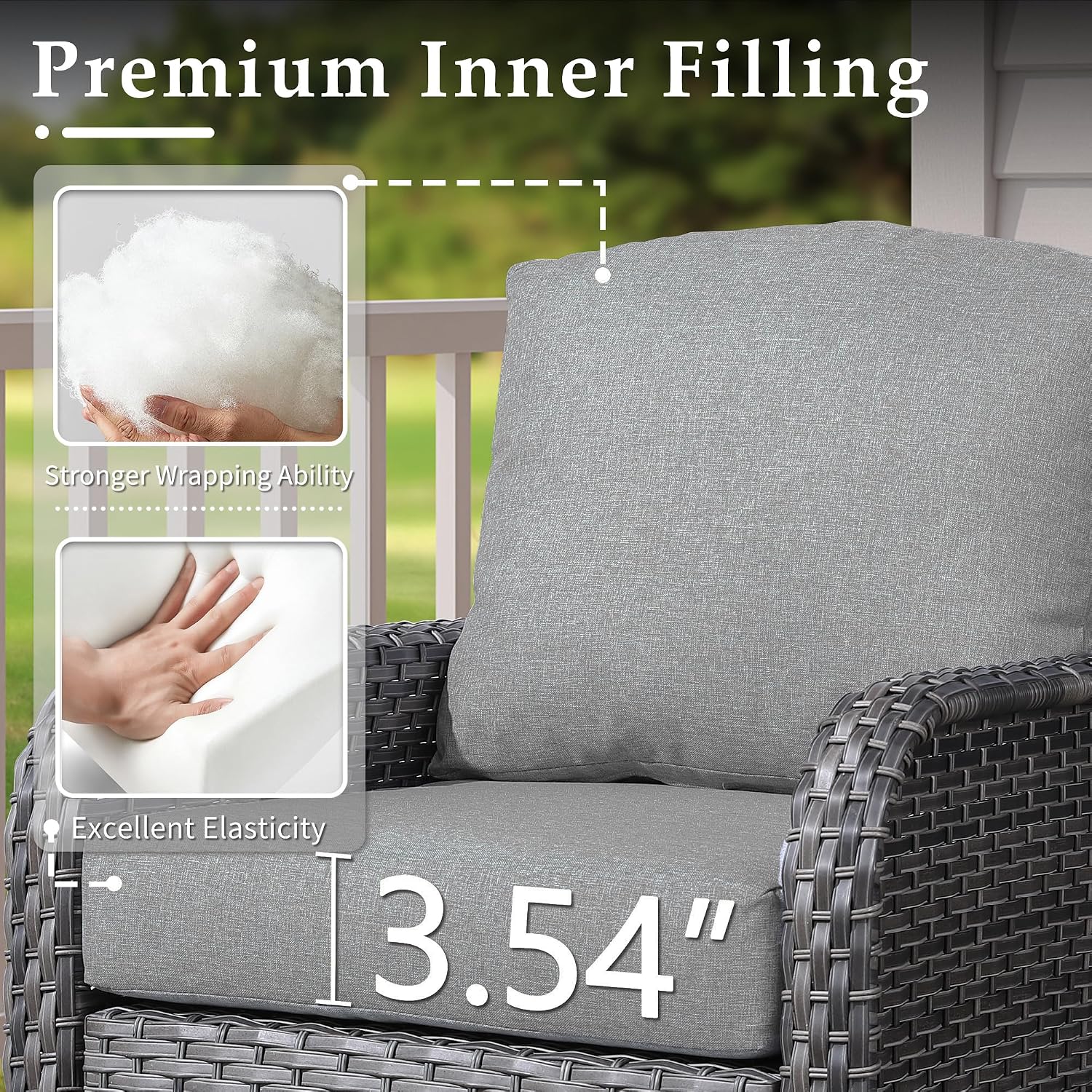 CAODOC 6-Piece Wicker Patio Furniture Set, All-Weather Rattan Conversation Bistro Loveseat Chair and Table Set for Backyard, Balcony and Deck with Soft Cushions and Metal Table(Dark Gray)