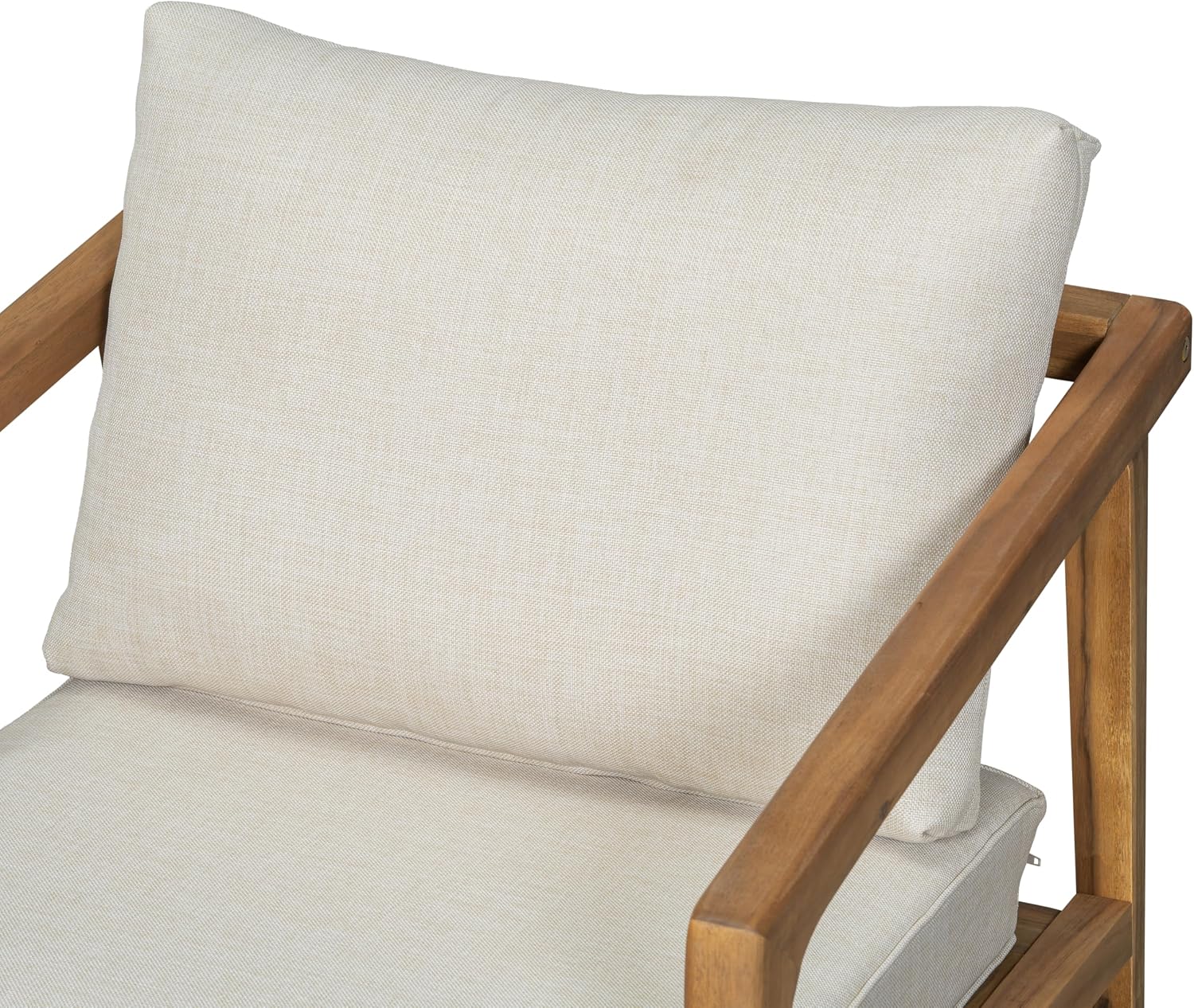 Christopher Knight Home Dena Patio 4-Piece Conversation Set, Outdoor 4-Seater Acacia Wood Sofa Chat Set,Garden Furniture,Loveseat,Coffee Table,Set of 2 Club Chairs, Removable Cushions, Teak+ Beige