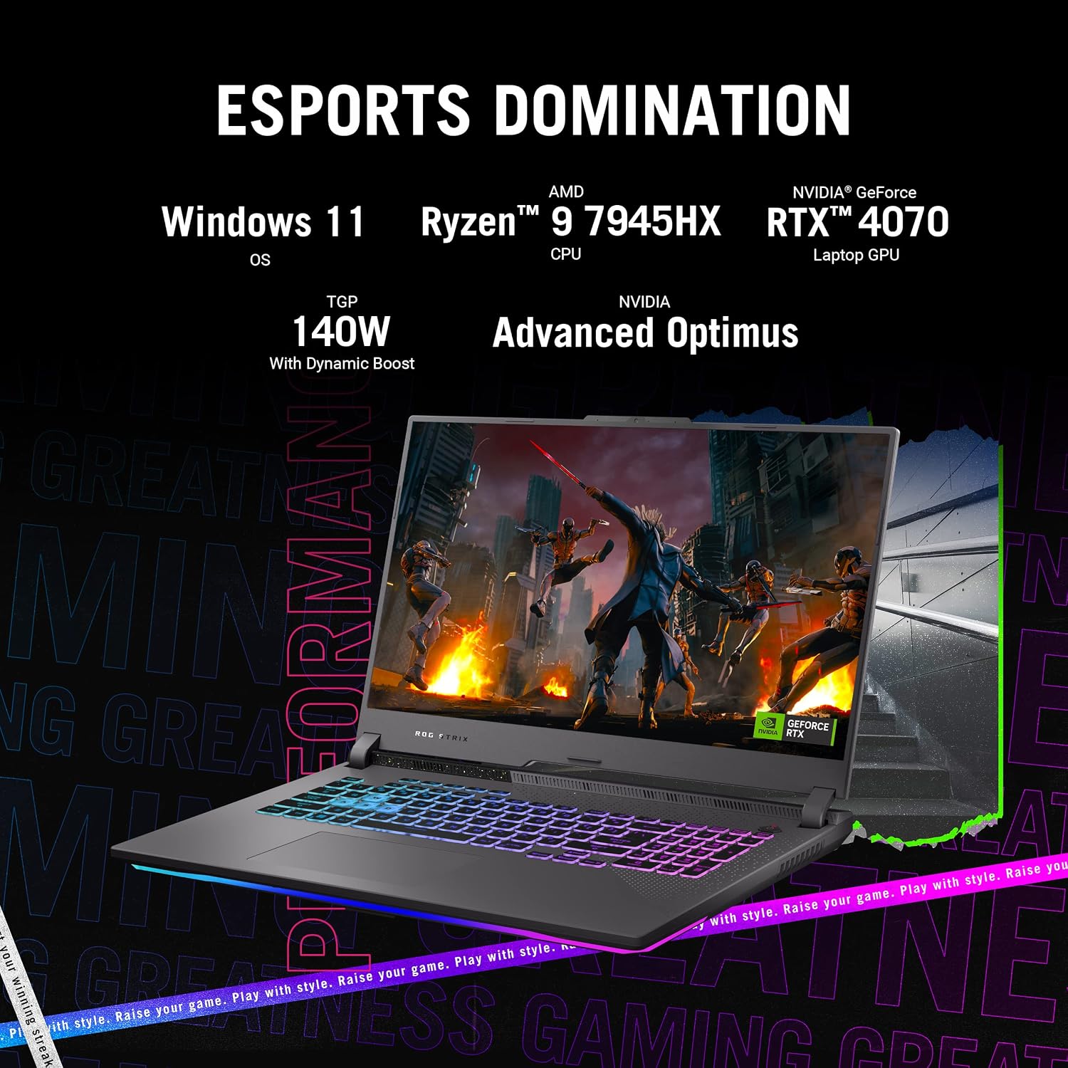 ASUS ROG Strix G17 (2023) Gaming Laptop, 17.3â€ QHD 240Hz, GeForce RTX 4070, AMD Ryzen 9 7945HX, 16GB DDR5, 1TB PCIe SSD, Wi-Fi 6E, Windows 11, G713PI-DS94 Eclipse Gray