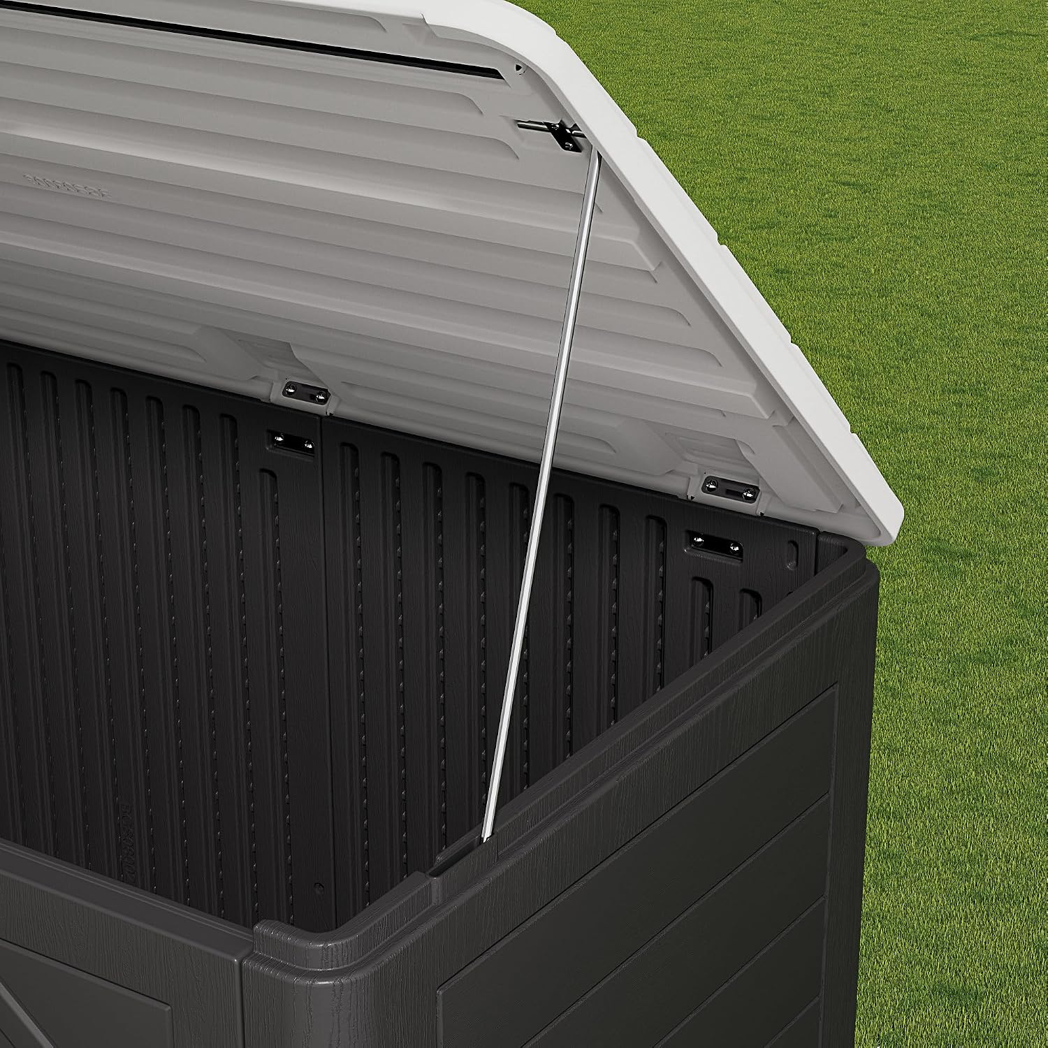 HOMSPARK Storage Shed Weather Resistance, Multi-Purpose Outdoor Storage Cabinet for Backyards and Patios, Horizontal Storage Shed for Lawnmower, Patio Accessories (Black & White, Large - 48 cu.ft)