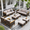Sophia & William Large Outdoor Patio Furniture Set High Back 12 Piece Wicker Rattan Patio Sectional Sofa Furniture Conversation Set with Single Sofa Chairs, Ottomans,Clips & 4' Thick Cushions, Beige