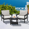 SERWALL HDPE Patio Sofa Set, 3-piece Sectional Outdoor Furniture Set, All Weather Outdoor Couch Set Patio Furniture Set for Deck, Lawn, Black Frame with Khaki Cushion