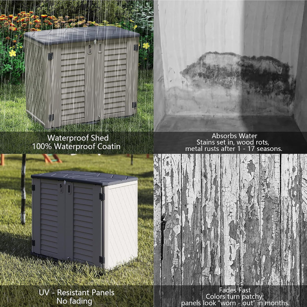 Rustic Brown Single Layer Outdoor Cabinet, Sized 50x29x91 Inches - A Waterproof Resin Shed for Stylishly Storing Your Backyard Tools