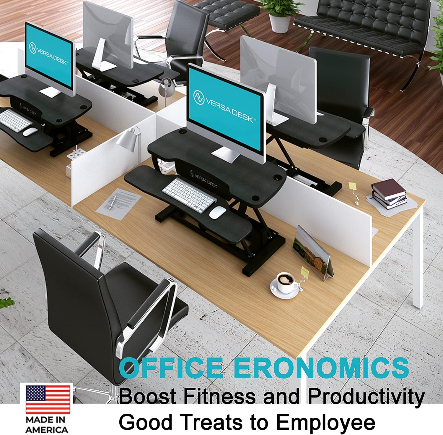 VERSADESK® PowerPro™ 40' x 24' Standing Desk Converter | 40 inch Electric Height Adjustable Sit to Stand Desk Riser w/ Keyboard Tray & USB Hub - Ergonomic Workstation for Home & Office, Black