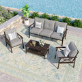 FansaFurn 4-Piece Outdoor Patio Furniture Set, Outdoor Metal Sectional Furniture with Cushions, Outdoor Conversation Seating Set with Coffee Table for Deck, Backyard, Garden, Balcony, Grey