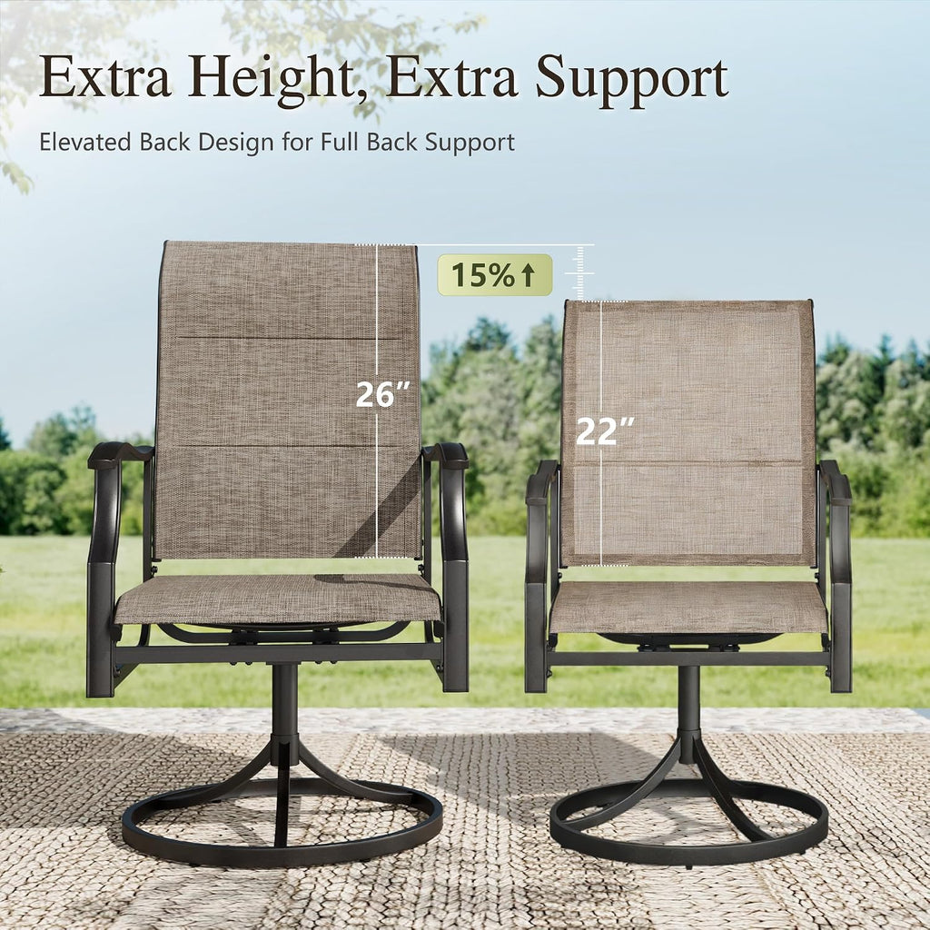 Sophia & William Outdoor Patio Swivel Dining Chairs Set of 6, High Back Padded Patio Dining Chairs, All Weather Textilene Mesh Fabric for Backyard, Poolside, Balcony and Garden