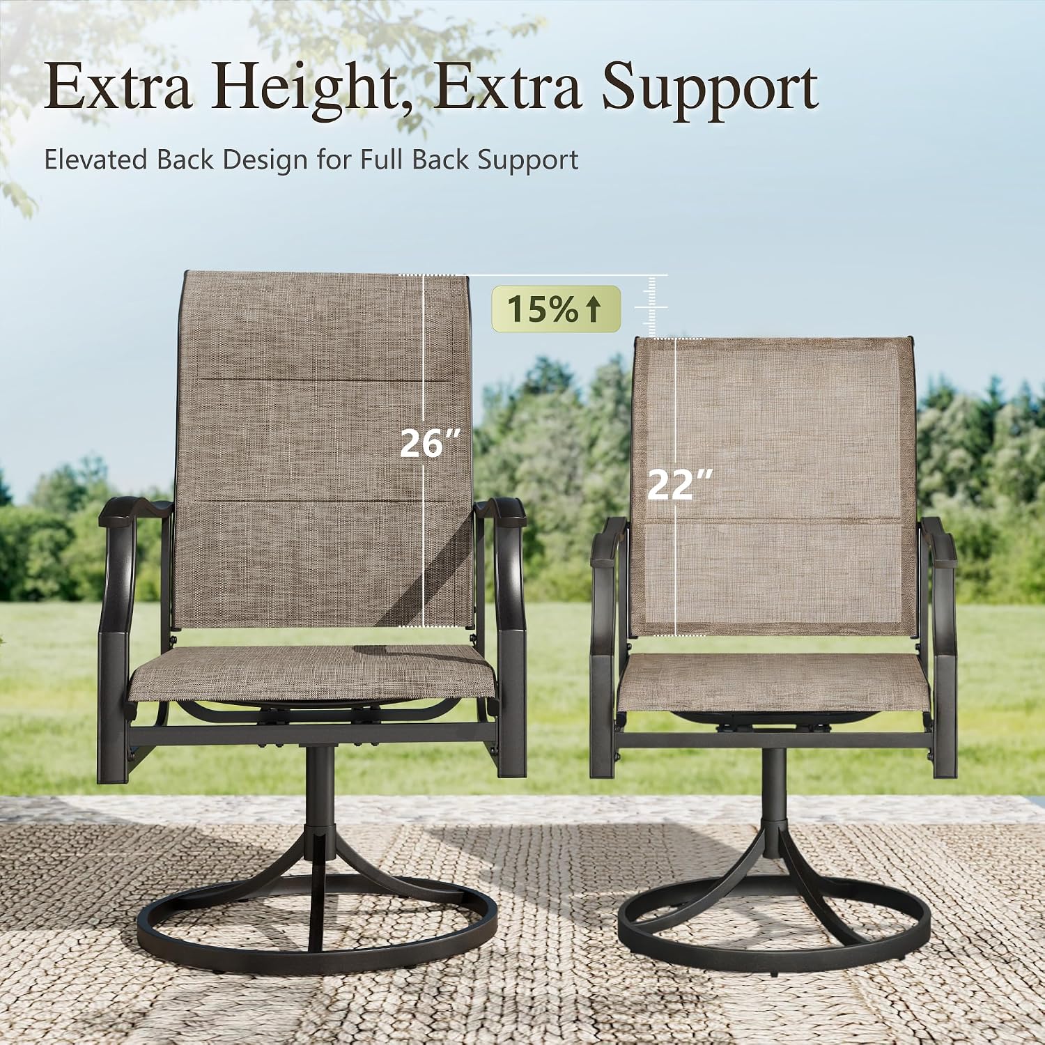 Sophia & William Outdoor Patio Swivel Dining Chairs Set of 8, High Back Padded Patio Dining Chairs, All Weather Textilene Mesh Fabric for Backyard, Poolside, Balcony and Garden