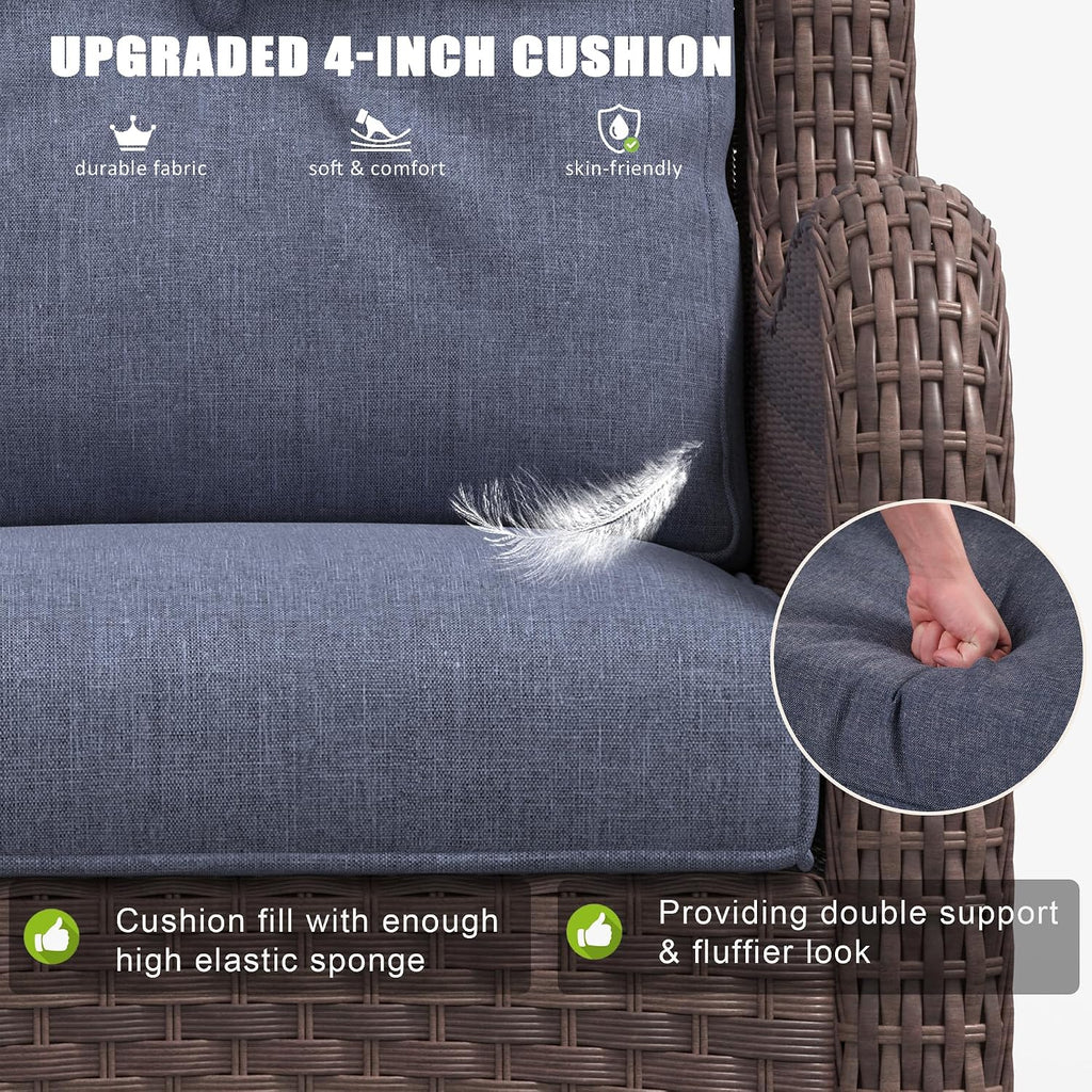 LayinSun 3 Pieces Outdoor Patio Furniture Set, Rattan Wicker Swivel Rocker Chairs Sets with Swivel Glider Chairs and Coffee Table