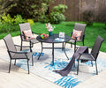 Sophia & William Outdoor Dining Set 5 Pieces, 4 Comfortable Textilene Chairs and 42' Round Patio Dining Table, Durable All-Weather Patio Furniture for Lawn, Park, and Courtyard Support 350lbs