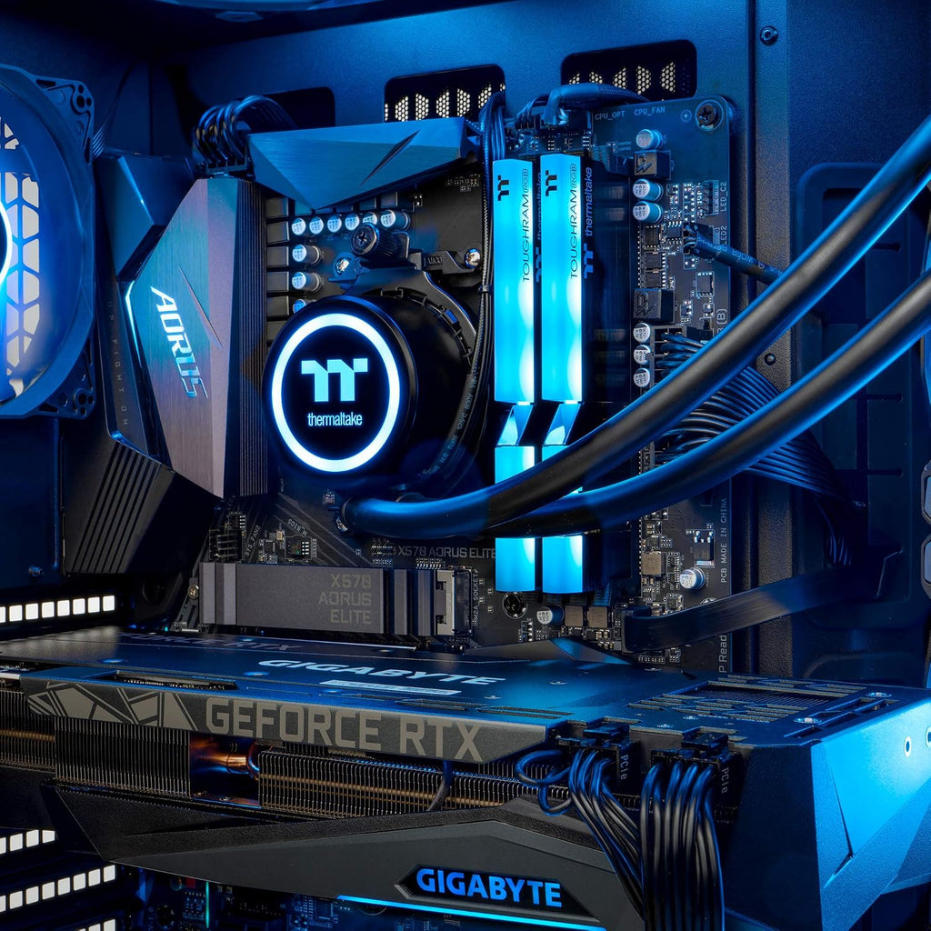 Thermaltake LCGS View 390 AIO Liquid Cooled CPU Gaming PC(AMD Ryzen 7 5800X 8-core, ToughRam DDR4 3600Mhz 16GB RGB Memory, NVIDIA GeForce RTX 3090, 1TB NVMe Gen4 M.2, Win 10 Home) V51B-X570-39V-LCS