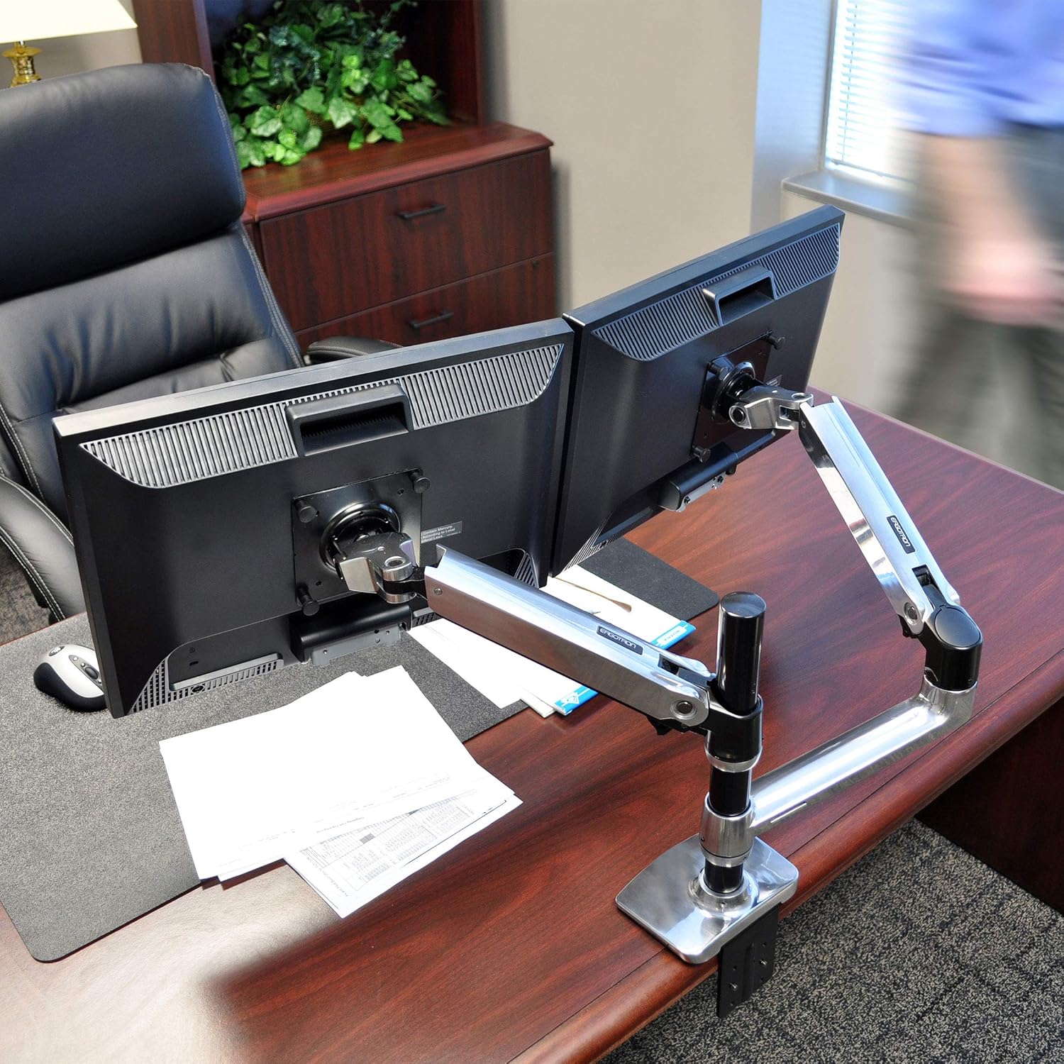 Ergotron – LX Vertical Stacking Dual Monitor Arm, VESA Desk Mount – for 2 Monitors Up to 24 Inches, 7 to 20 lbs Each – Polished Aluminum