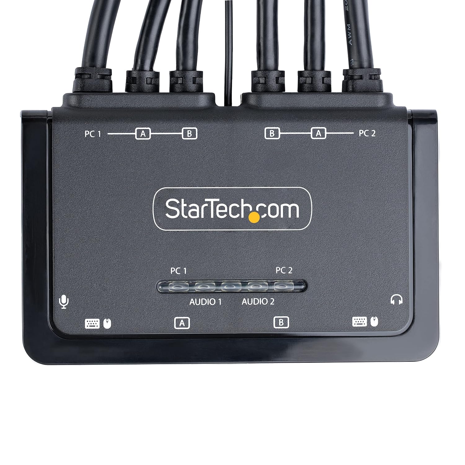 StarTech.com 2-Port Dual-Monitor HDMI Cable KVM Switch, 4K 60Hz, Compact KVM with 5ft/1.5m USB-A/HDMI/Audio Integrated Cables, Bus Powered, Remote/Hotkey Switching (C2-DH46-UA2-CBL-KVM)