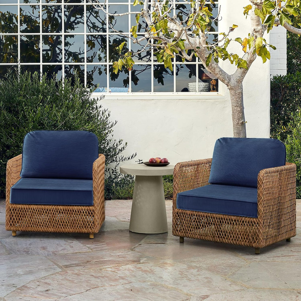 Outdoor Cushions for Patio Furniture Set of 2, 24'x24' Water Repellent Chair Cushions Removable Seat Bottom & Back Cushion Covers for Chair, Sofa, Couch, Navy