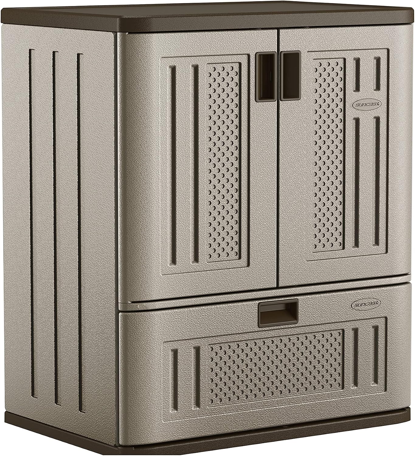 Suncast Indoor Resin Single-Drawer Storage Cabinet, Platinum Metallic, Made in the USA