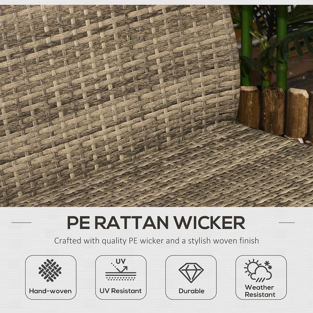 Outsunny 4 Piece Wicker Patio Furniture Set with 2 Rocking Chairs, Loveseat Sofa, Outdoor PE Rattan Conversation Set with Cushions, Aluminum Table for Porch, Poolside, Light Gray