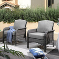 CAODOC 2 Pack Wicker Patio Furniture Chairs,Outdoor Rattan Chairs with Armrest Support 250 lb,Dark Gray