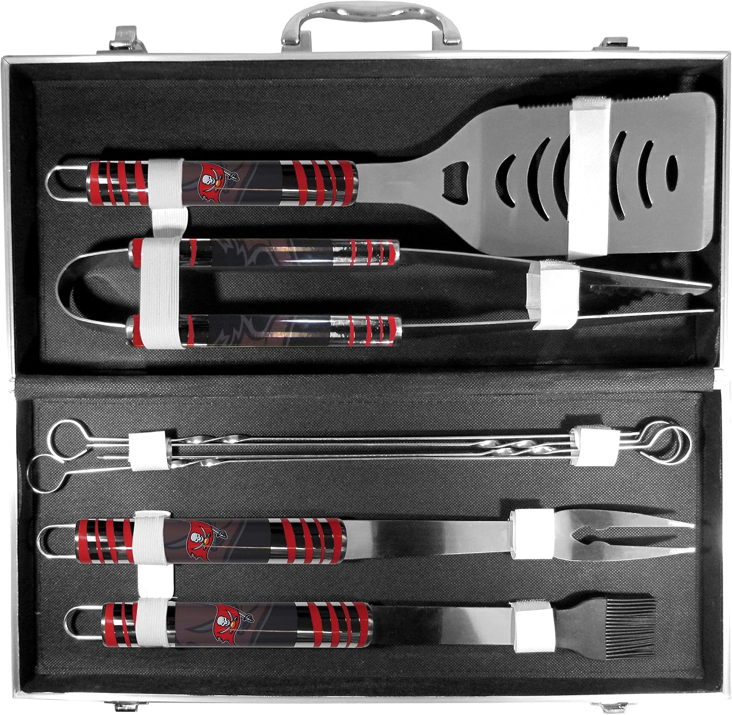 NFL Siskiyou Sports Fan Shop Tampa Bay Buccaneers Steel Tailgater BBQ Set w/Case 8 piece Gray