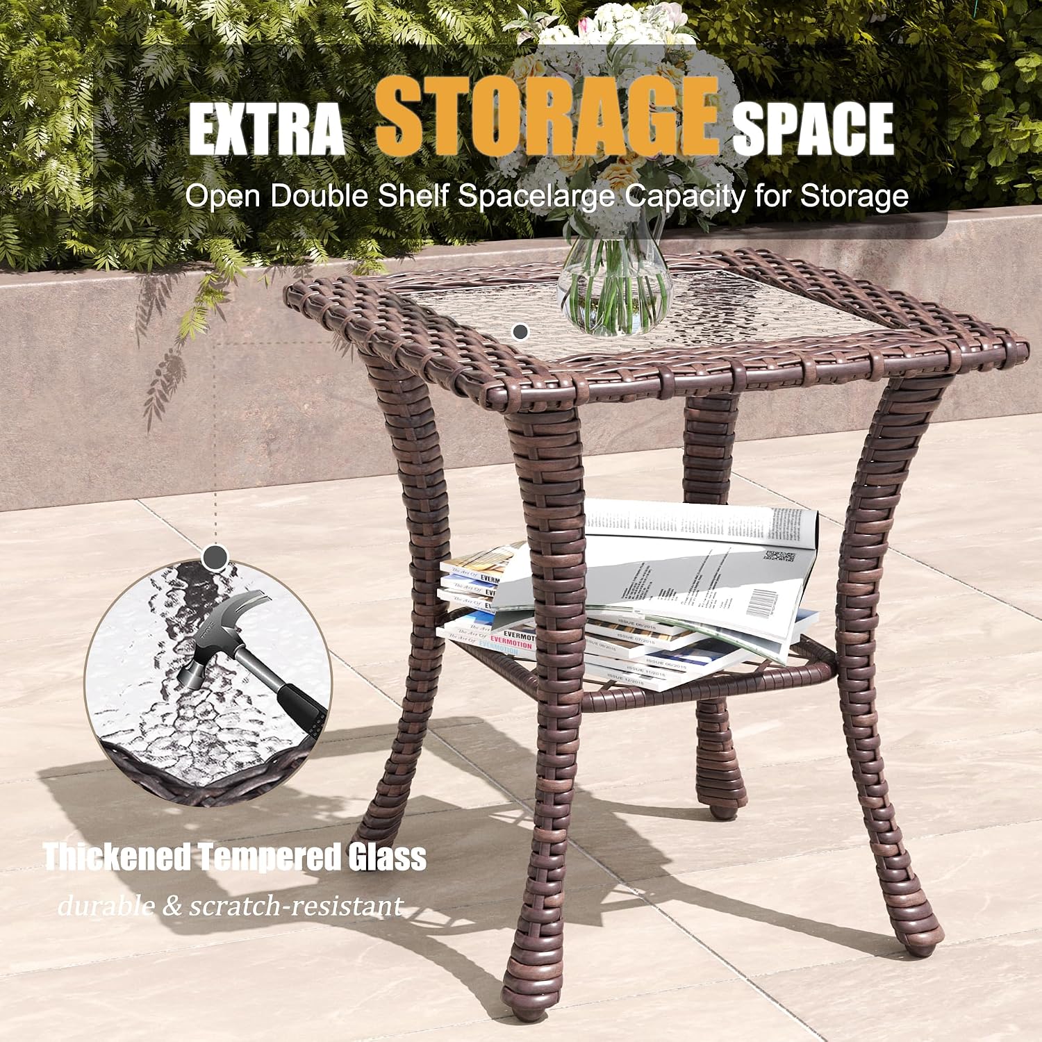LayinSun 5 Pieces Patio Furniture Set with Swivel Chairs, Rattan Wicker Rocking Glide Chairs with Coffee Table Conversation Set